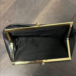 MACASA Black Leather Wallet with Gold Frame
